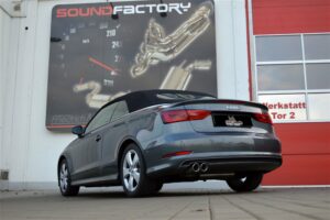 Streetbeast Sportauspuff Anlage 76mm Soundgenerator für Audi A3 8V Cabrio 2.0l