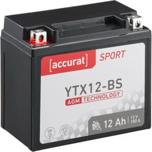 Accurat Sport AGM YTX12-BS Motorradbatterie 12Ah 12V (DIN 51012) GTX12-BS YTX12BS