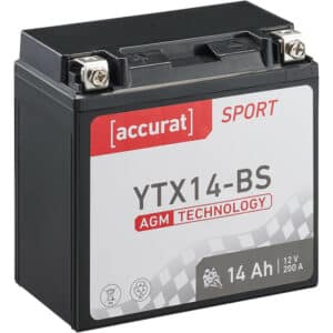 Accurat Sport AGM YTX14-BS Motorradbatterie 14Ah 12V (DIN 51214) CTX14-BS