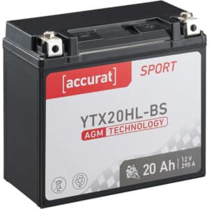 Accurat Sport AGM YTX20HL-BS Motorradbatterie 20Ah 12V (DIN 81800 / DIN 82003)