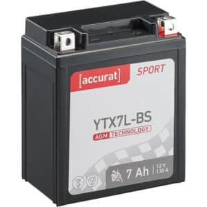 Accurat Sport AGM YTX7L-BS Motorradbatterie 7Ah 12V (DIN 50614) YTX7LBS CTX7L-BS YTX7L-4