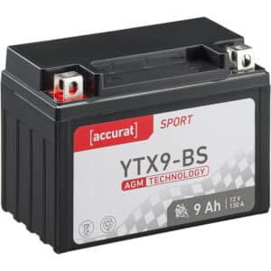 Accurat Sport AGM YTX9-BS Motorradbatterie 9Ah 12V (DIN 50812) CTX9-BS YTX9-4 YTX9BS