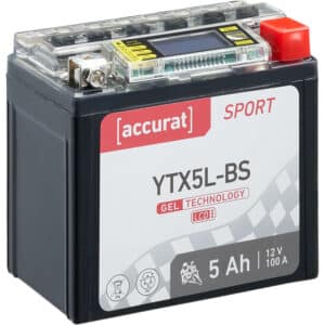 Accurat Sport GEL LCD YTX5L-BS Motorradbatterie 5Ah 12V
