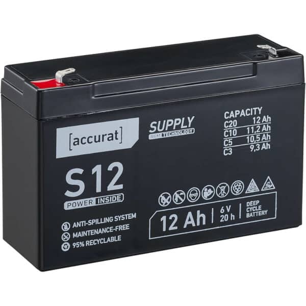 Accurat Supply S12 AGM 6V Bleiakku 12Ah