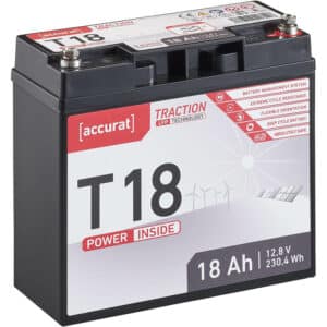 Accurat Traction T18 LFP 12V LiFePO4 Lithium Versorgungsbatterie 18 Ah