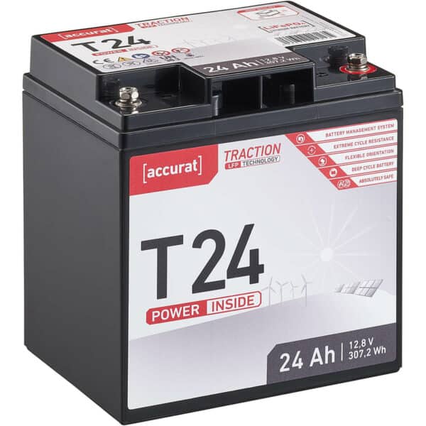 Accurat Traction T24 LFP 12V LiFePO4 Lithium Versorgungsbatterie 24 Ah