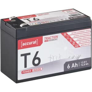 Accurat Traction T6 LFP 12V LiFePO4 Lithium Versorgungsbatterie 6 Ah