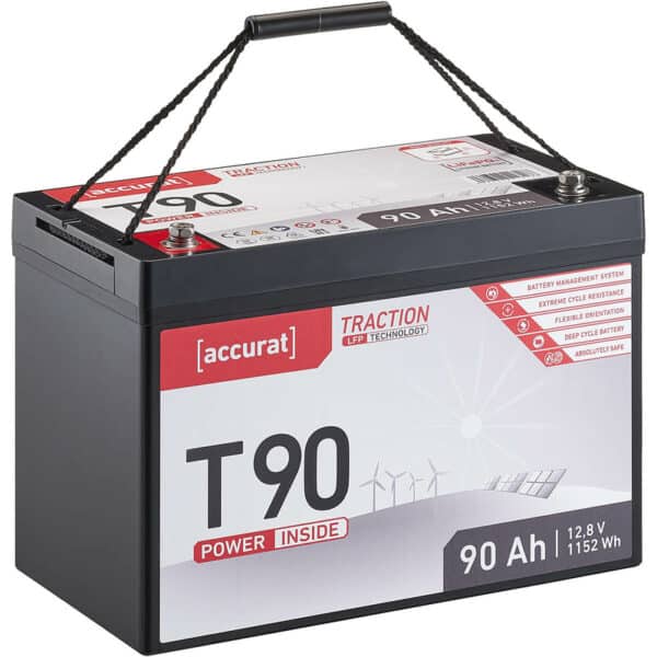 Accurat Traction T90 LFP 12V LiFePO4 Lithium Versorgungsbatterie 90 Ah