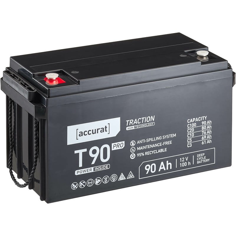 Accurat Traction T90 Pro AGM 12V Versorgungsbatterie 90 Ah Bleiakku