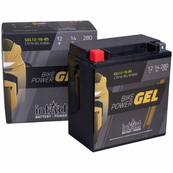 Intact Bike-Power GEL Motorradbatterie GEL12-16-BS 14Ah (DIN 81600) YTX16-BS